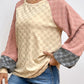 Checkered Contrast Round Neck Long Sleeve T-Shirt