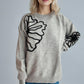 Flower Round Neck Long Sleeve Sweater