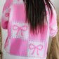 Checkered Pink and White Large Bows Sweater