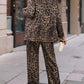 Two-Piece Leopard Pattern Pants Suit—Small-3XL