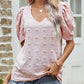 Swiss Dot Short Puff Sleeve Top