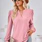 V-Neck Puff Sleeve Blouse