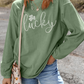 Grass Green Rhinestone lucky Clover Graphic Ribbed St Patrick Sweatshirt