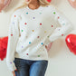 Heart Sequin Round Neck Long Sleeve Sweater