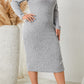 Honey Plus Size Square Neck Long Sleeve Slit Dress