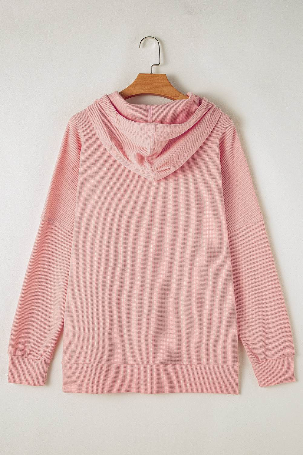 Red Dahlia Waffle Knit Fleece Lined High Low Oversized Hoodie