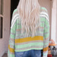 Striped Dropped Shoulder Flare Sleeve Sweater