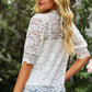 Lace Scalloped Short Puff Sleeve Top