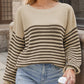 Striped Round Neck Long Sleeve Sweater