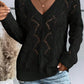 Openwork V-Neck Long Sleeve Sweater