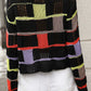 Openwork Color Block Round Neck Sweater