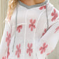 Drawstring Flower Hooded Knit Top