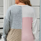 Plus Size Long Sleeve Color Block Top