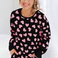 Heart Print Long Sleeve Top and Shorts Lounge Set