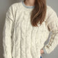 Cable Knit Round Neck Long Sleeve Sweater