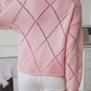 Openwork Sequin Round Neck Long Sleeve Sweater