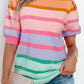 Striped Round Neck Half Sleeve Sweater