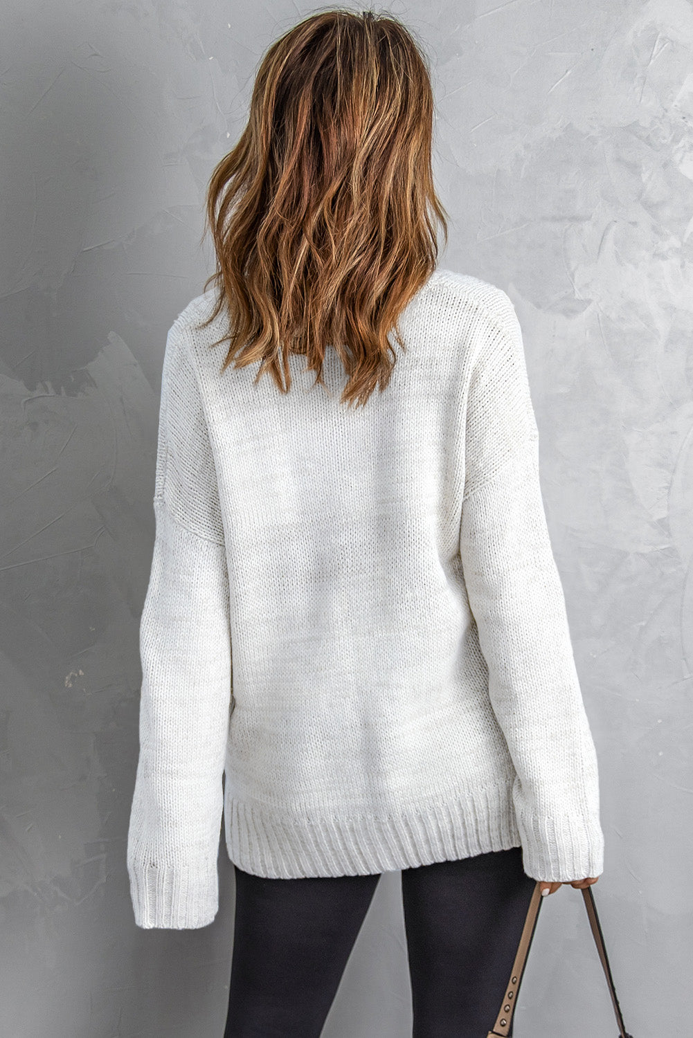 V-Neck Dropped Shoulder Sweater