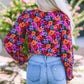 Flower Surplice Long Sleeve Top