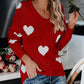 Heart Scoop Neck Long Sleeve Sweater