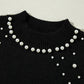 Pearl Detail Mock Neck Long Sleeve Sweater