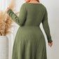 Honey Plus Size Sweetheart Neck Long Sleeve Ribbed Dress