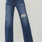 RISEN Full Size High Rise Distressed Wide Leg Jeans