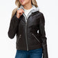 YMI Faux Layered Double-Zipper Jacket with Fuzzy Hood