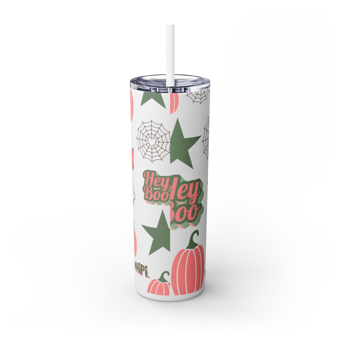 Hey Boo Skinny Tumbler with Straw, 20oz