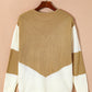 Color Block Round Neck Long Sleeve Sweater