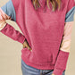 Color Block Round Neck Long Sleeve Sweatshirt