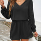 Devine Cutout V-Neck Long Sleeve Mini Dress