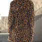 Leopard Collared Neck Coat with Pockets