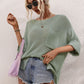 Boat Neck Cuffed Sleeve Slit Tunic Knit Top