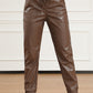 Drawstring PU Leather Pants