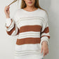 Striped Round Neck Dropped Shoulder Sweater