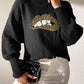 Lip Turtleneck Long Sleeve Sweater