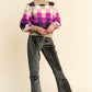 Davi & Dani Checkered Round Neck Long Sleeve Sweater