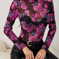 Floral Mock Neck Long Sleeve Top