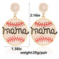 White Crystal mama Beaded Baseball Shape Earrings