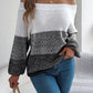 Color Block Off-Shoulder Long Sleeve Sweater