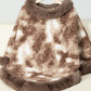 Furry Contrast Three-Quarter Poncho