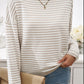 Devine Striped Round Neck Dropped Shoulder Sweater