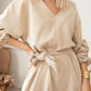 V-Neck Balloon Sleeve Wide Leg Jumpsuit