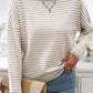 Devine Striped Round Neck Dropped Shoulder Sweater