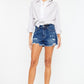 Kancan High Rise Frayed Hem Denim Shorts