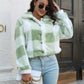 Plaid Dropped Shoulder Buttoned Jacket