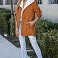 Open Front Long Sleeve Sherpa Jacket with Pockets