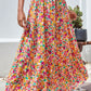 Printed Elastic Waist Maxi Skirt