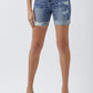 RISEN Full Size Distressed Rolled Denim Shorts with Pockets